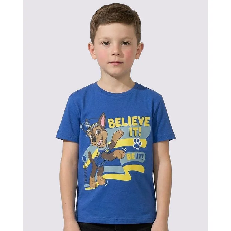 Camiseta Infantil Algodão Chase Patrulha Canina Azul 8