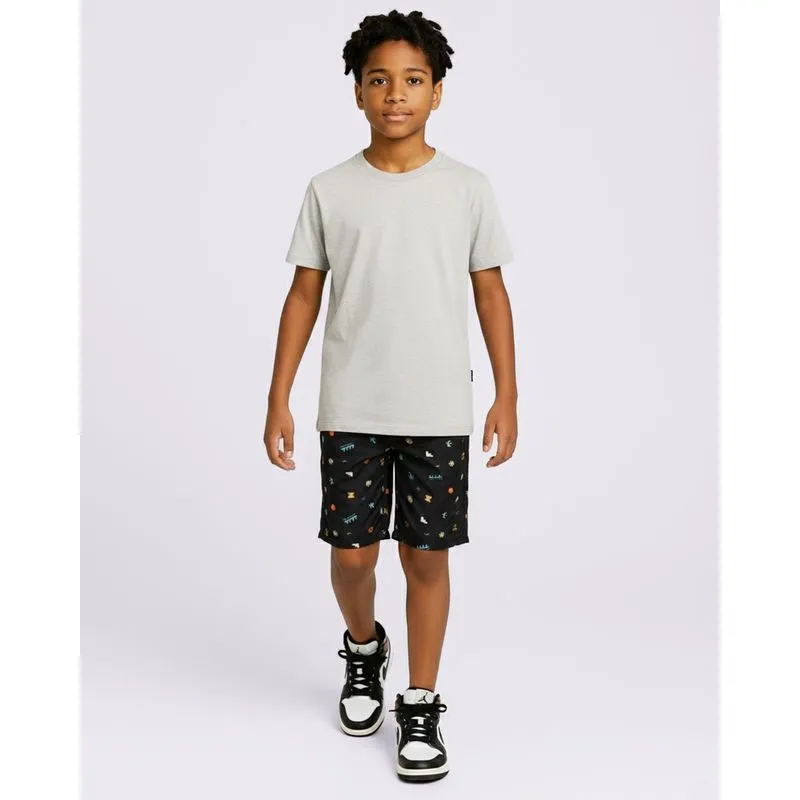 Bermuda Infantil Reta Microfibra Estampada Preta 6