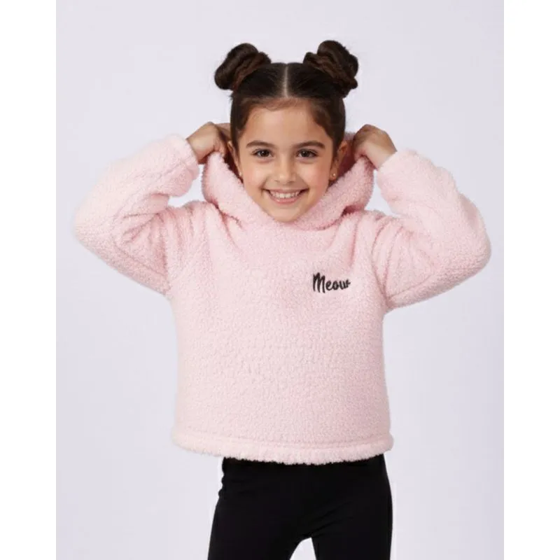 Blusão Infantil Sherpa com Capuz e Bordado Rosa 4