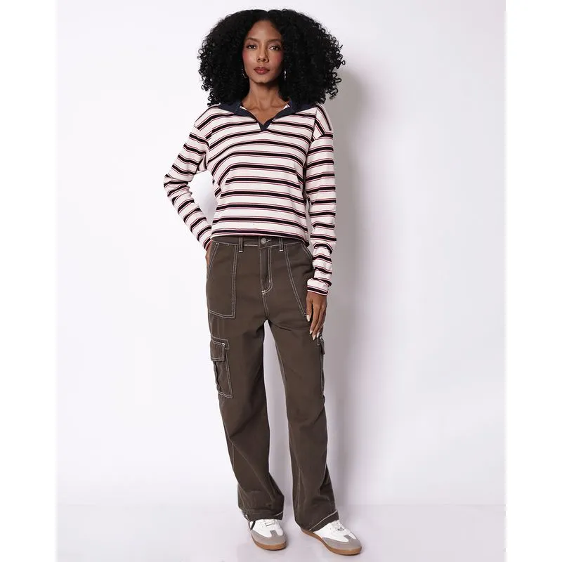 Calça Feminina Sarja com Bolsos Cargo Verde 46