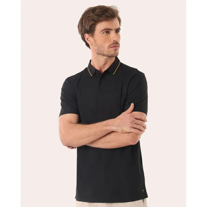 Camisa Polo Masculina Poliamida Lisa Preta XGG
