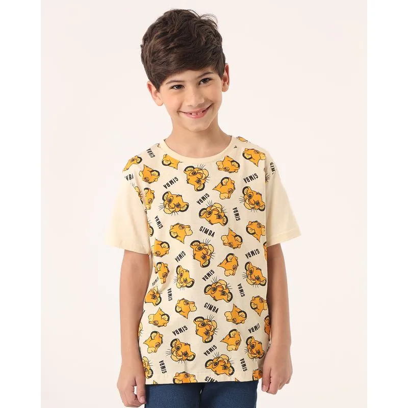 Camiseta Infantil Algodão Disney O Rei Leão Amarelo 6
