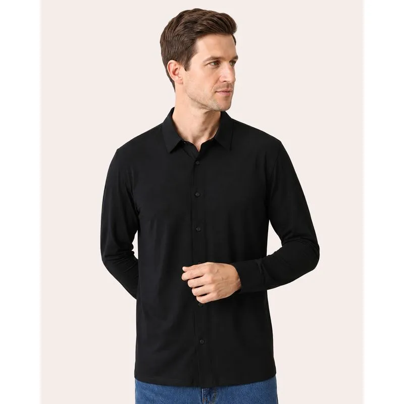 Camisa Masculina Poliamida com Botões Manga Longa Preta M