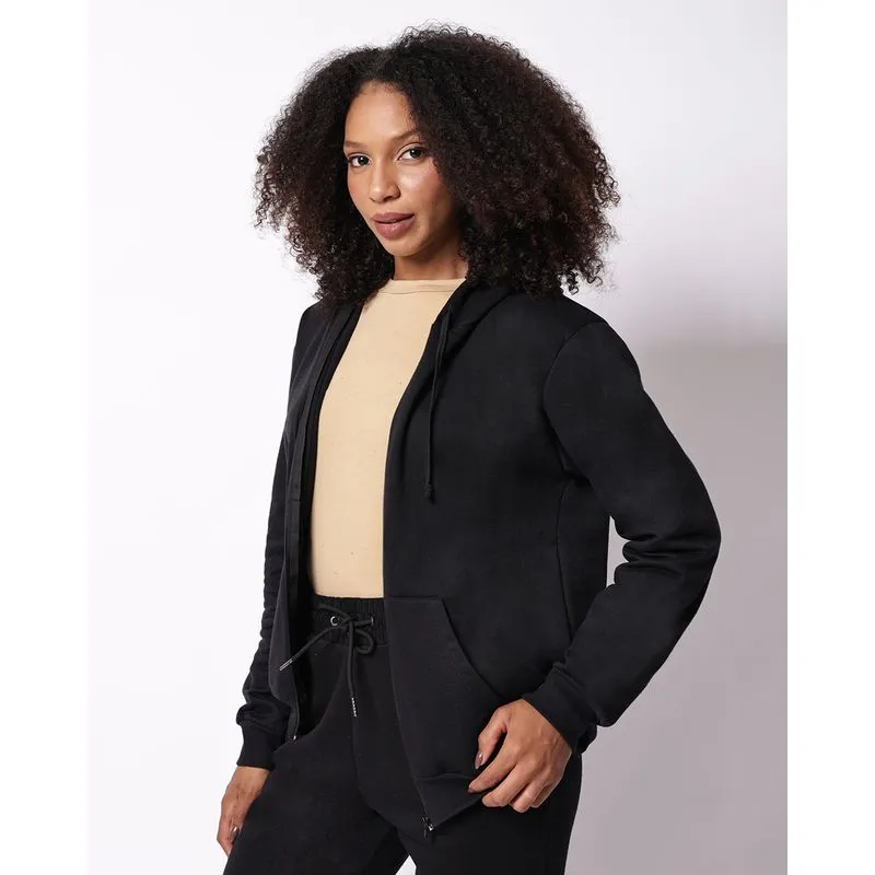 Jaqueta Moletom Feminina com Capuz Preto M