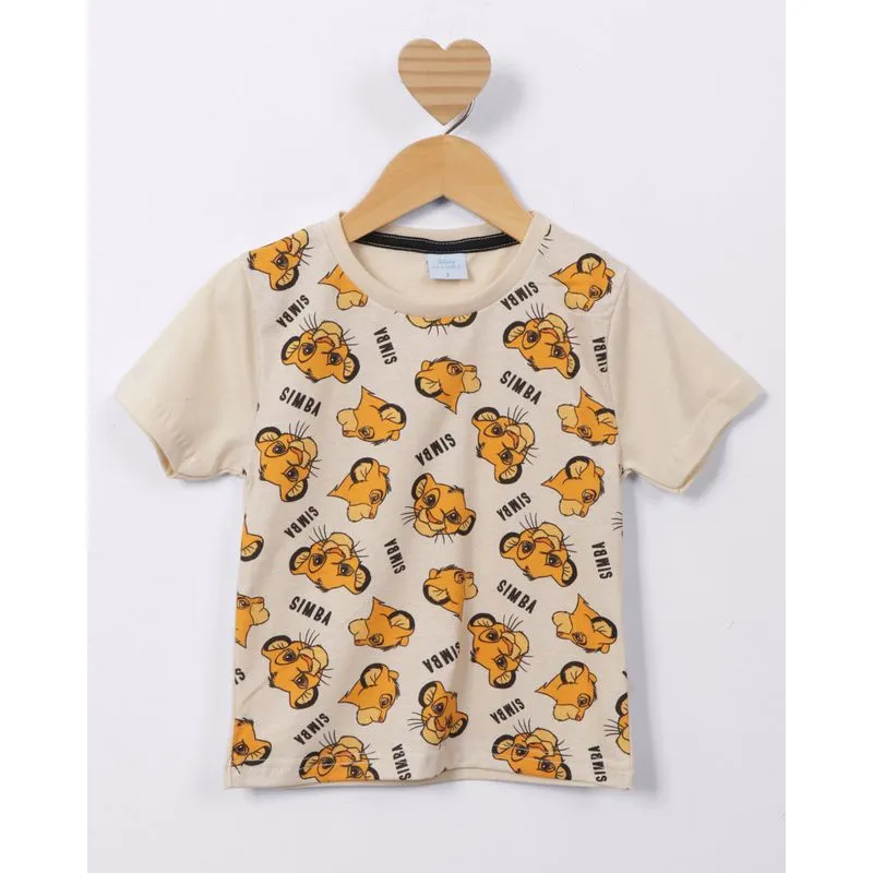 Camiseta Bebê Algodão Simba Rei Leão Bege 1