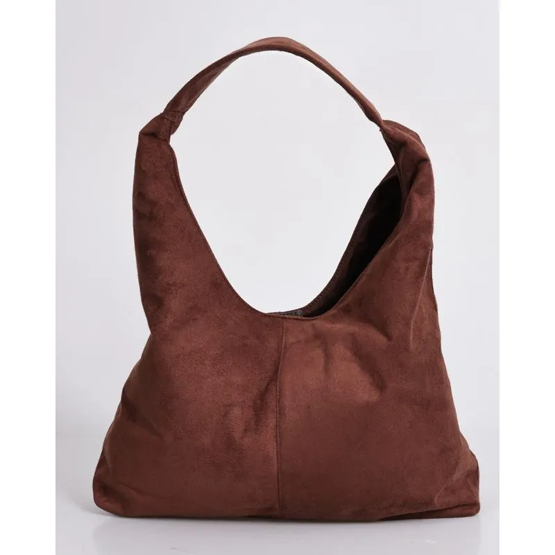 Bolsa Feminina Hobo Suede Marrom UN