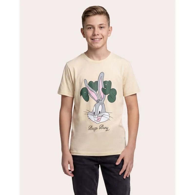 Camiseta Juvenil Algodão Looney Tunes Pernalonga Bege 4