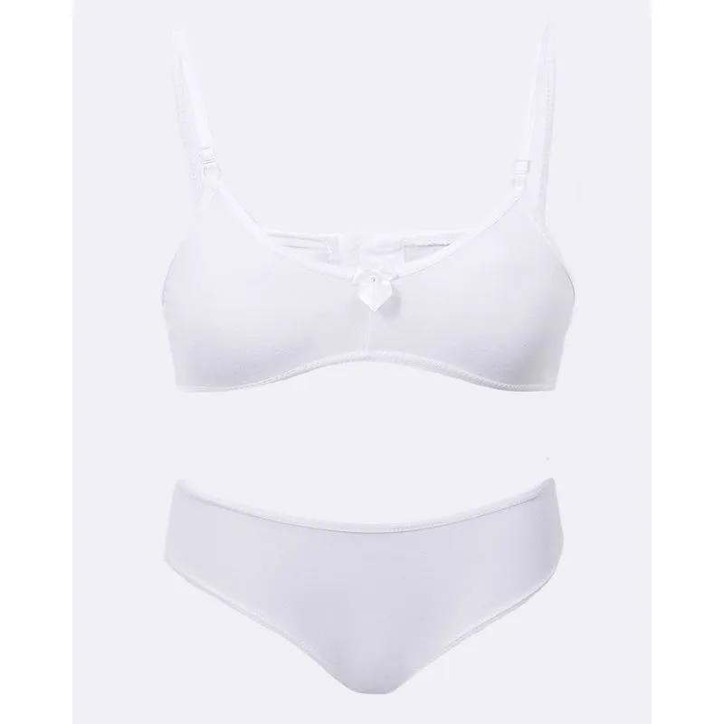 Conjunto Juvenil Liso Calcinha e Sutiã Branco 12