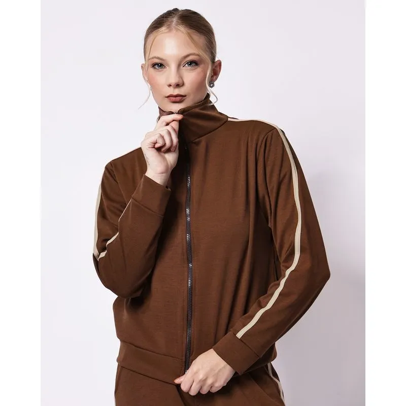 Jaqueta Fitness Feminina Fitter com Bolsos Marrom M