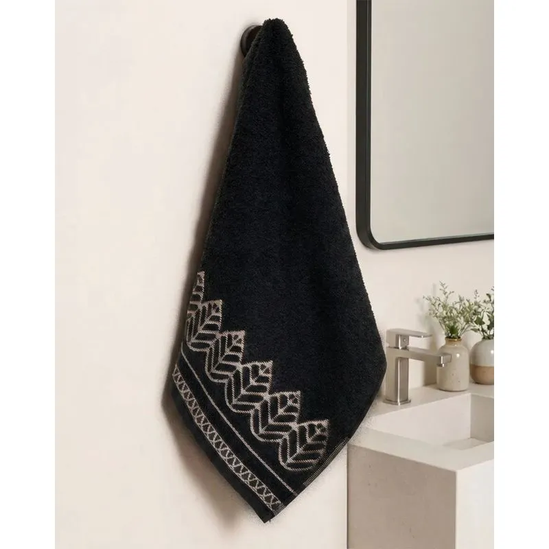 Toalha de Rosto Viena Bordada Preto UN