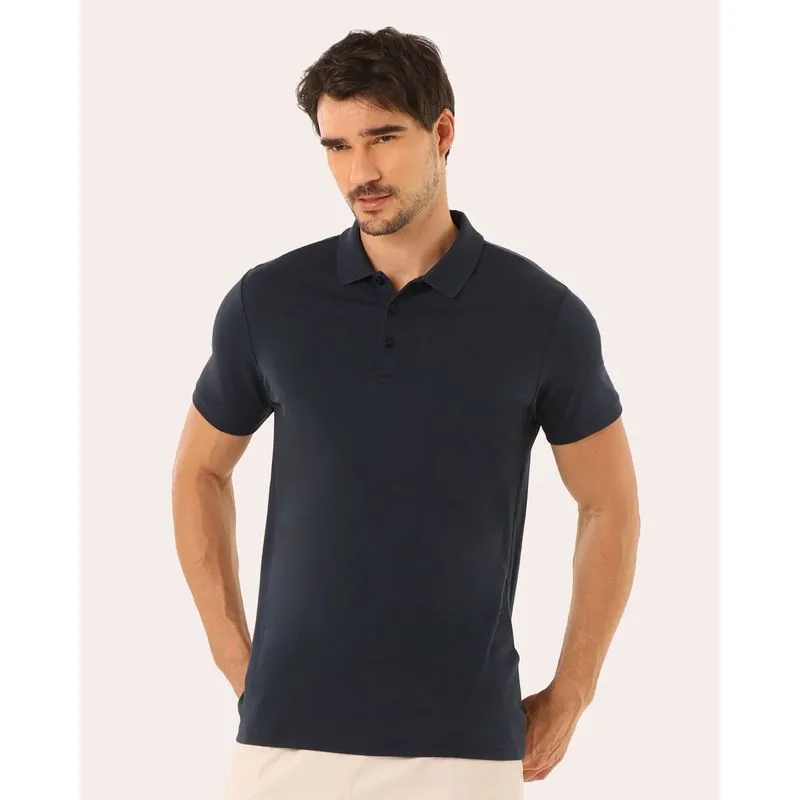 Camisa Polo Masculina Algodão Peruano Lisa Marinho G