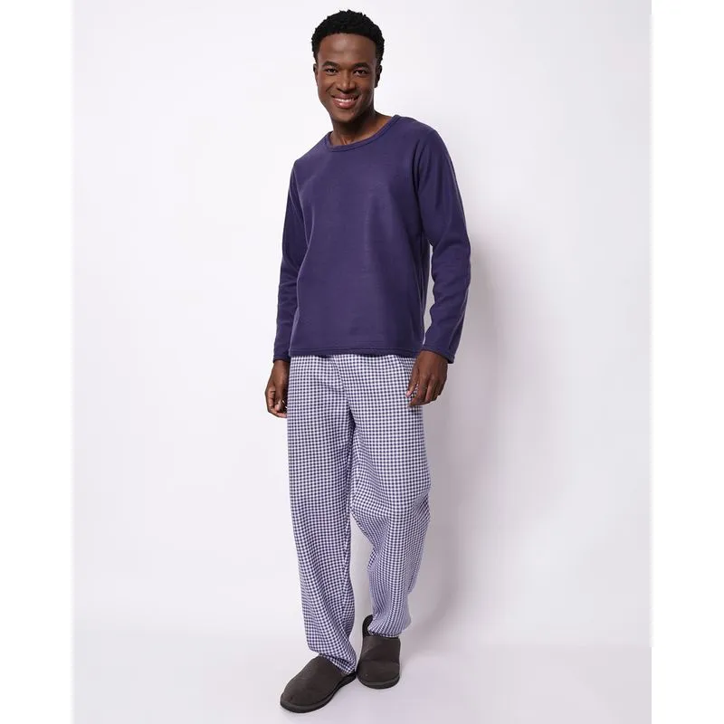 Pijama Longo Masculino Flanelado Xadrez Marinho P