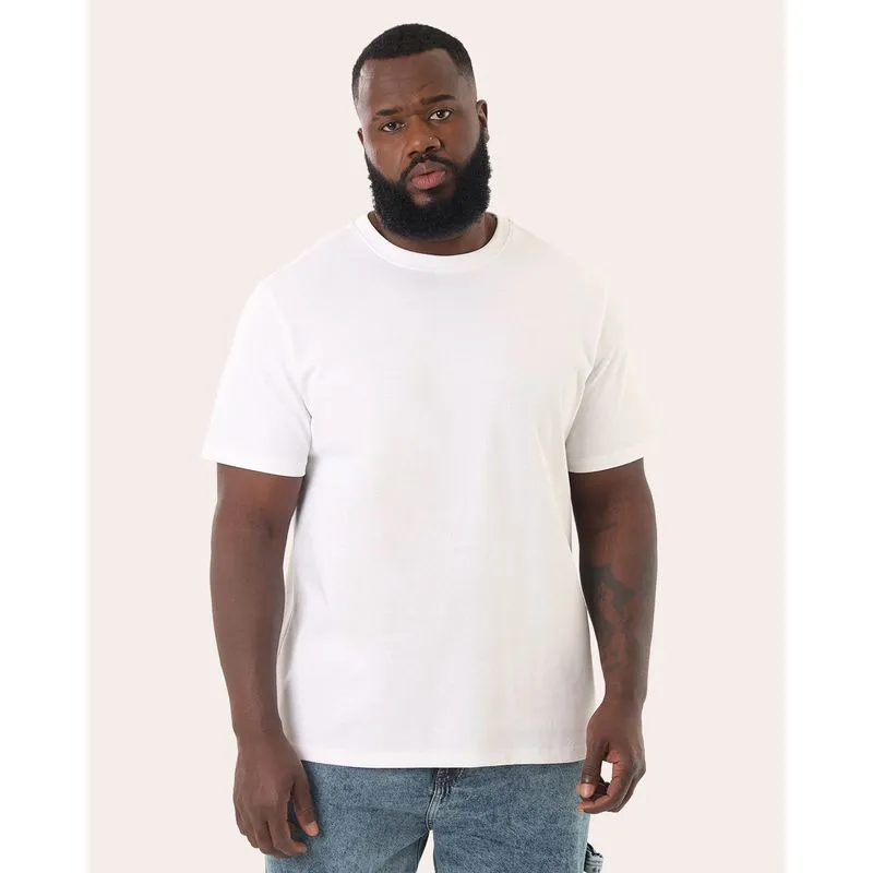 Camiseta Plus Size Masculina Algodão Peruano Off White G3