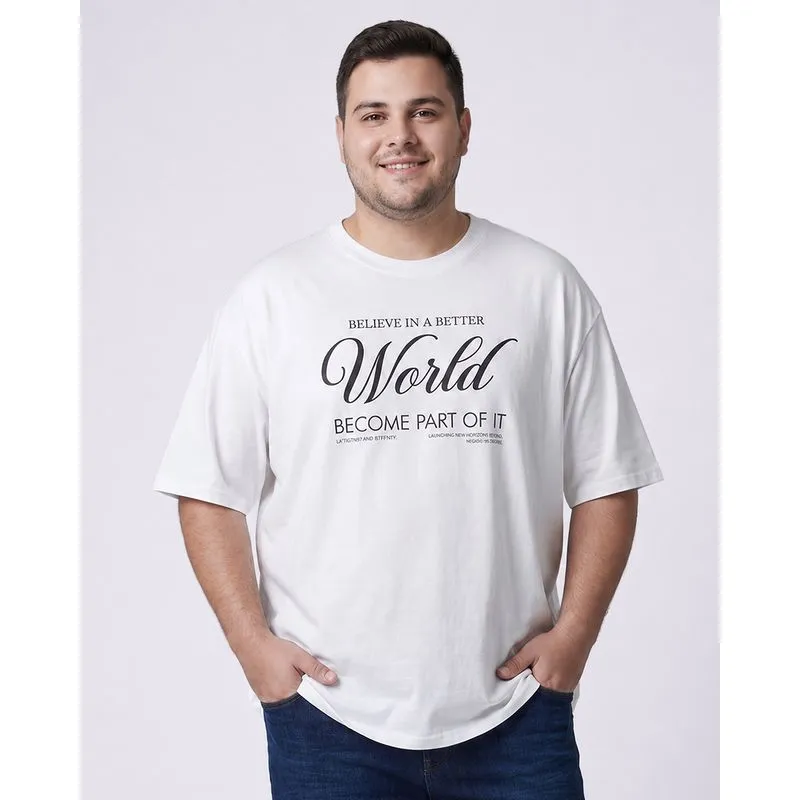 Camiseta Plus Size Masculina Algodão Estampada Off White G4
