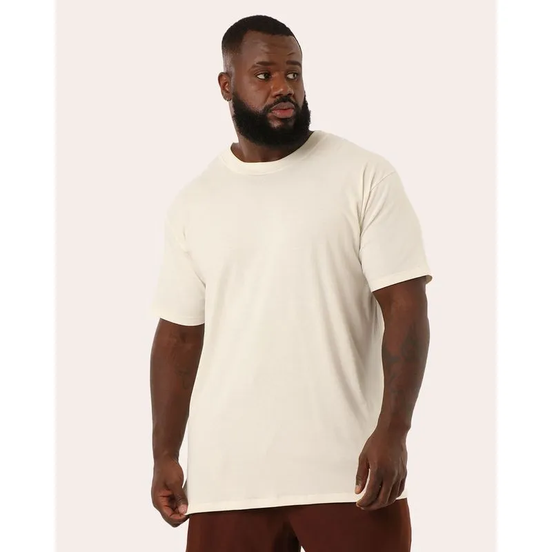 Camiseta Plus Size Masculina Premium Lisa Off White G2