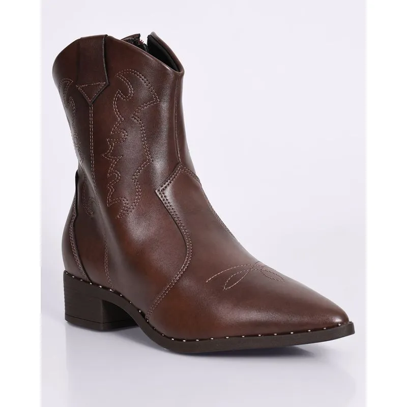 Bota Feminina Beira Rio Western com Tachas Marrom 38