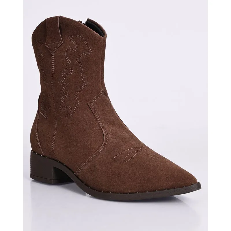 Bota Feminina Beira Rio Camurça Western Marrom 36
