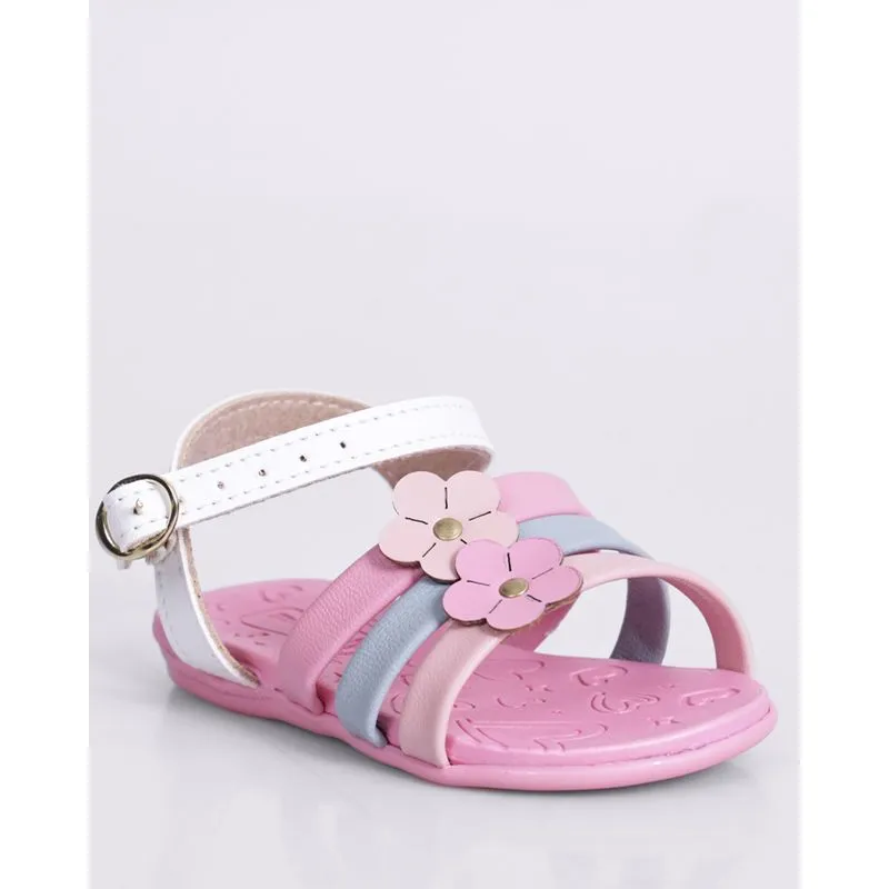 Sandália Bebê Molekinha com Flores Rosa 17