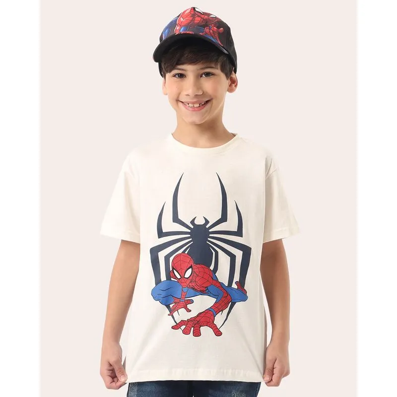 Camiseta Infantil Algodão Marvel Homem Aranha Off White 16