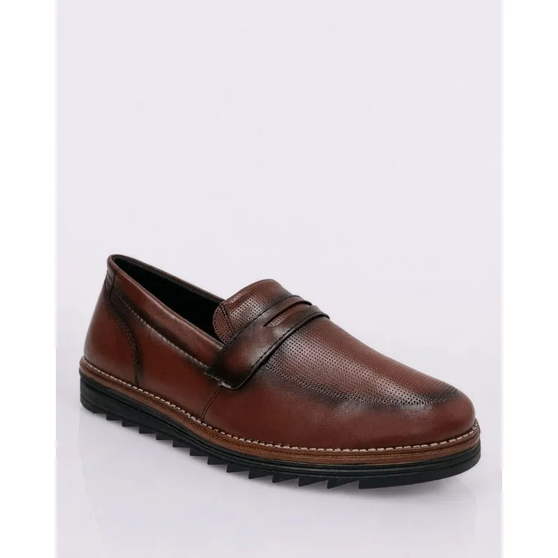 Sapato Masculino Loafer Pespontado Marrom 40