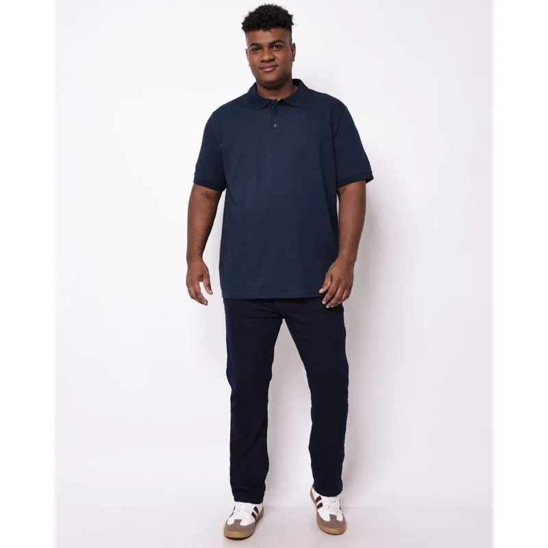 Calça Jeans Masculina Plus Size Reta com Bolsos Azul Escuro 52