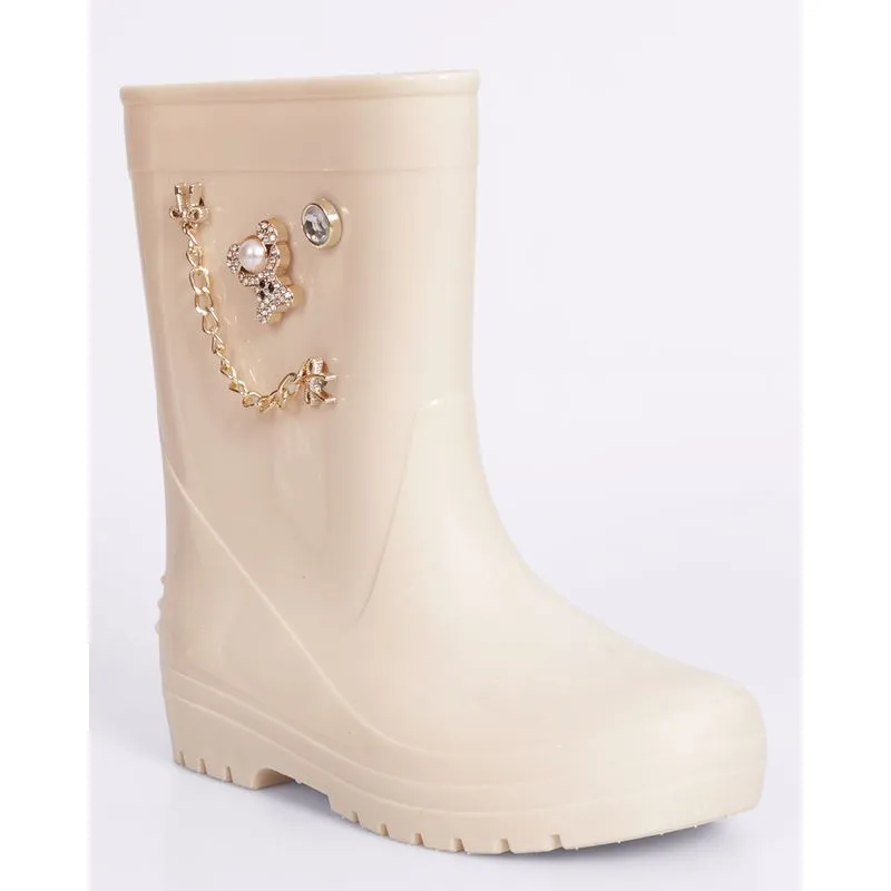 Bota Infantil Luelua Galocha Aviamentos Dourados Off White 25/26