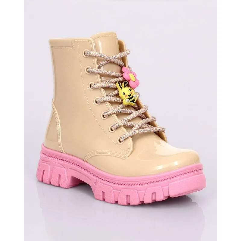 Bota Infantil Coturno Tratorada Abelinha Bege 31/32