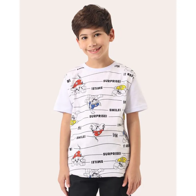 Camiseta Infantil Algodão Estampa Patrulha Canina Branca 14