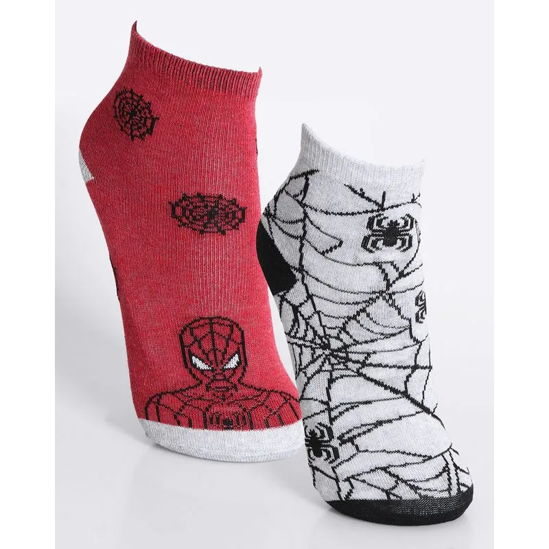Kit 2 Pares de Meias Infantil Marvel Homem Aranha Vermelho e Cinza 30 A 33