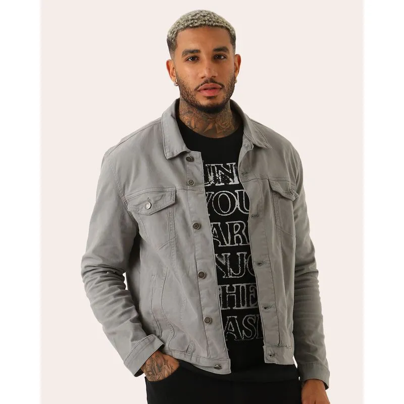Jaqueta Sarja Masculina com Bolsos Cinza M