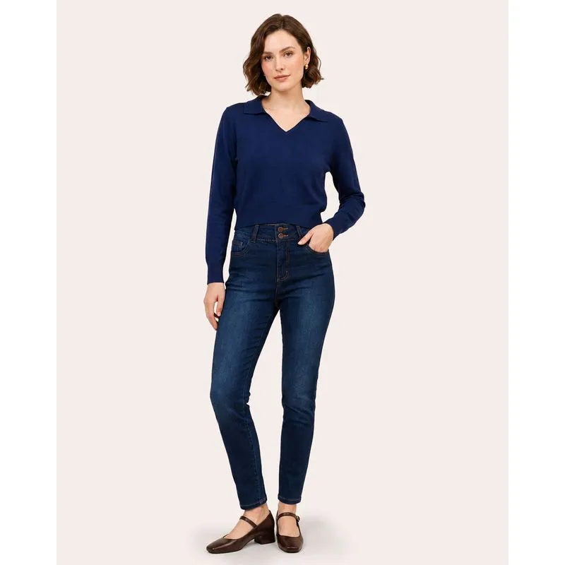 Calça Jeans Feminina Super Skinny Empina Bumbum Azul 42