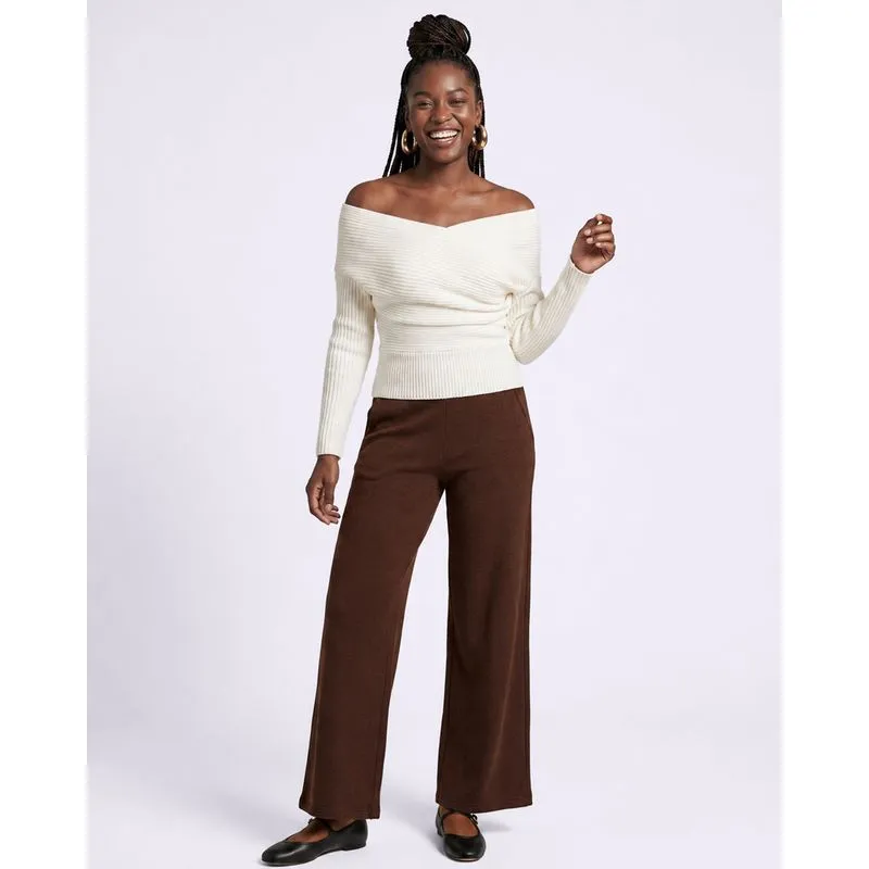 Calça Feminina Wide Leg Marrom G