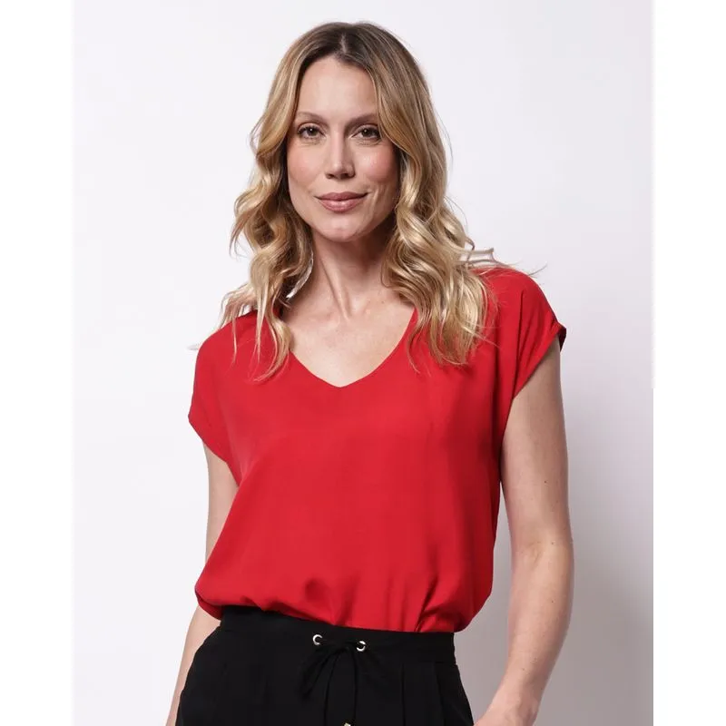 Blusa Feminina Viscose Manga Curta Vermelha M