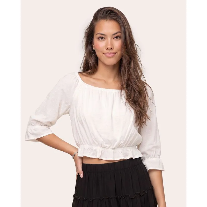 Blusa Feminina Berry & Co. Cropped Ciganinha Viscose Branca M