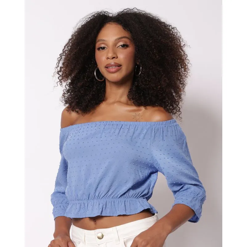 Blusa Feminina Berry & Co. Viscose Ciganinha Azul G