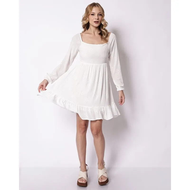 Vestido Feminino Berry & Co. Viscose com Bordados Branco PP