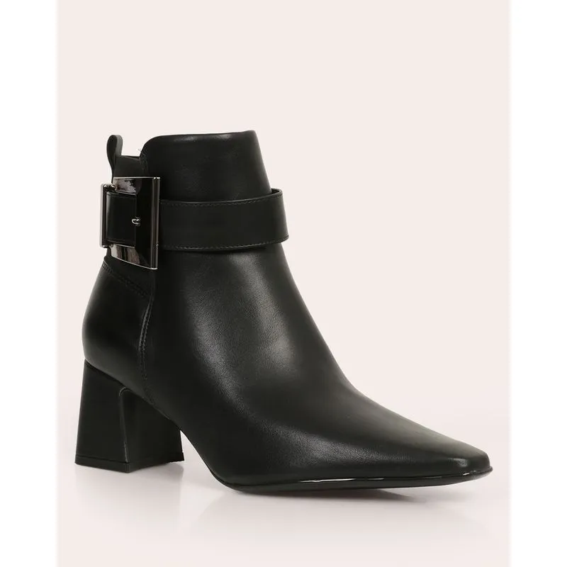 Bota Feminina Vizzano Salto Grosso Fivela Preta 39