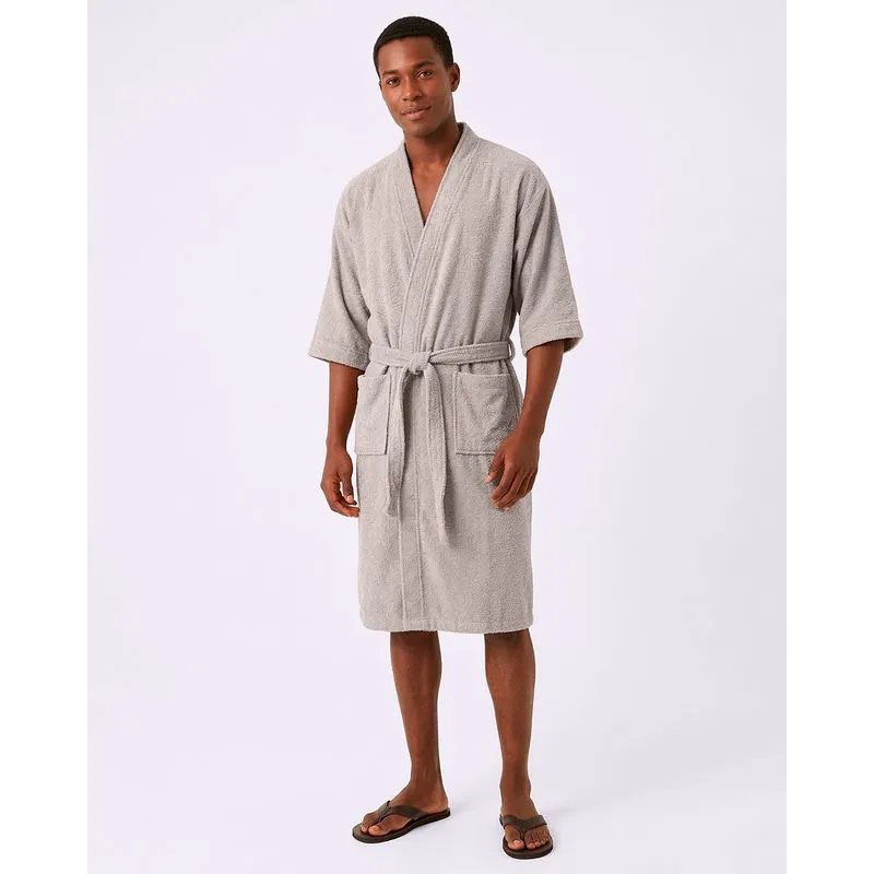 Roupão Kimono Atlântica Com Bolsos Frontais Bege UN