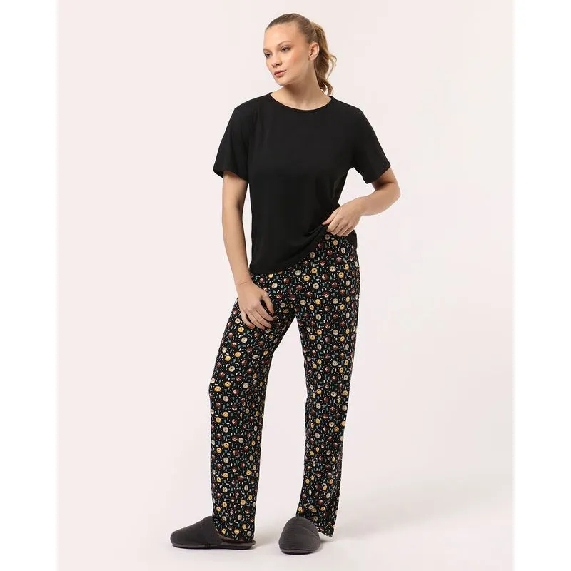 Pijama Feminino Suede Estampa Urso Preto GG