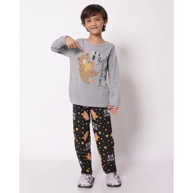 Pijama Infantil Longo Estampado Ursinhos Cinza 8