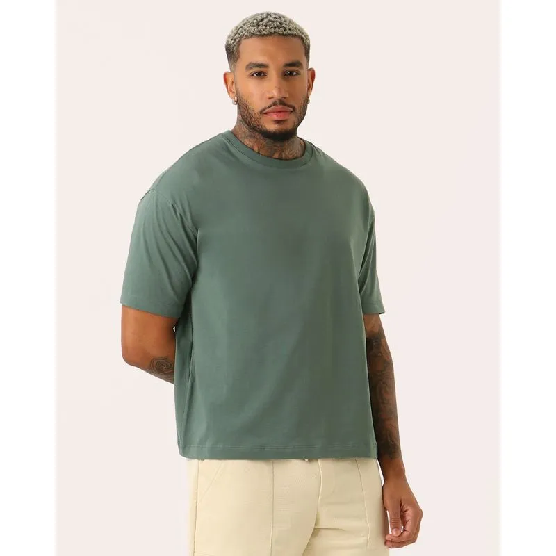 Camiseta Masculina Oversized Confort Manga Curta Verde PP