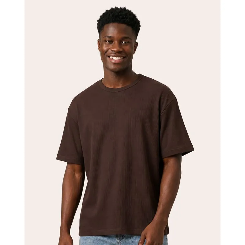 Camiseta Masculina Oversized Texturizada Marrom G