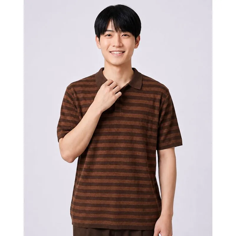 Camisa Polo Masculina Tricô Marrom G