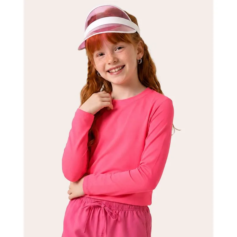 Camiseta Infantil Proteção Térmica UV50+ Rosa Neon 10