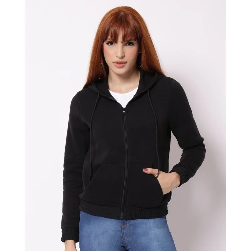 Jaqueta Moletom Feminina com Capuz Preto M