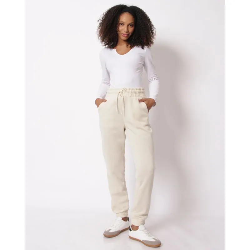 Calça Moletom Feminina Jogger Básica Bege Claro G