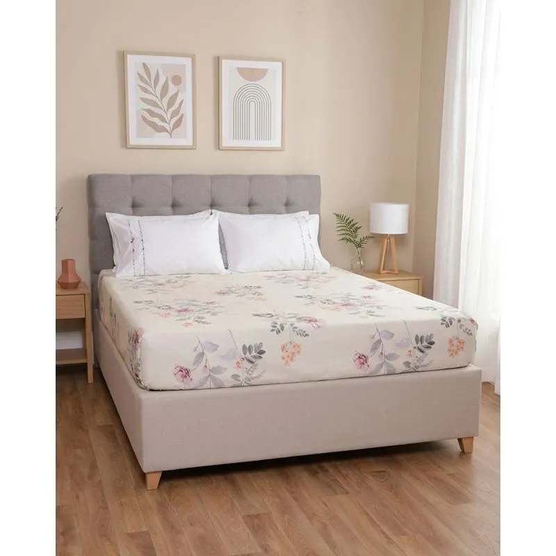 Lençol Avulso King Arte & Cazza Com Elástico Estampado Floral Amarelo UN