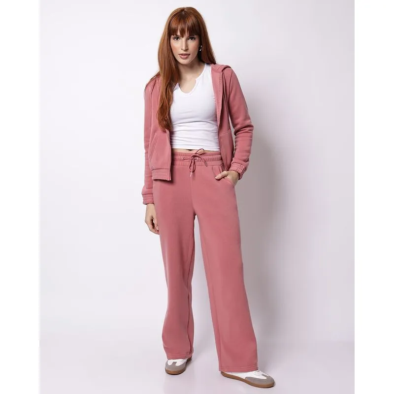 Calça Moletom Feminina Básica Wide Leg Rosa GG