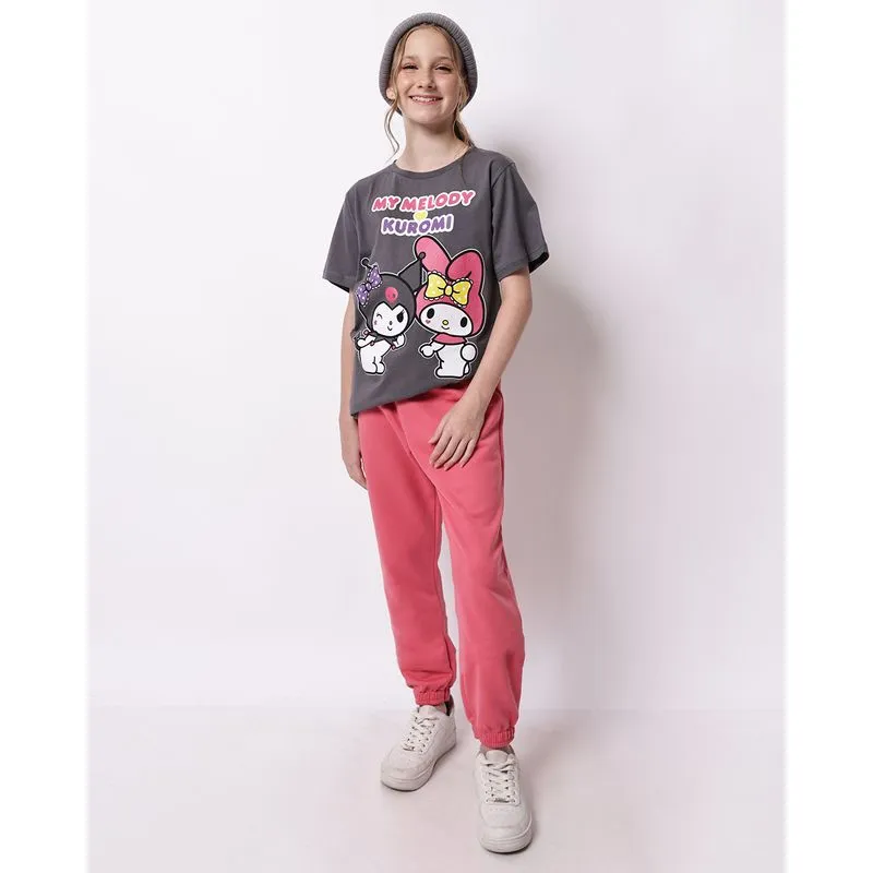 Calça Moletom Juvenil Jogger Rosa Escuro 12
