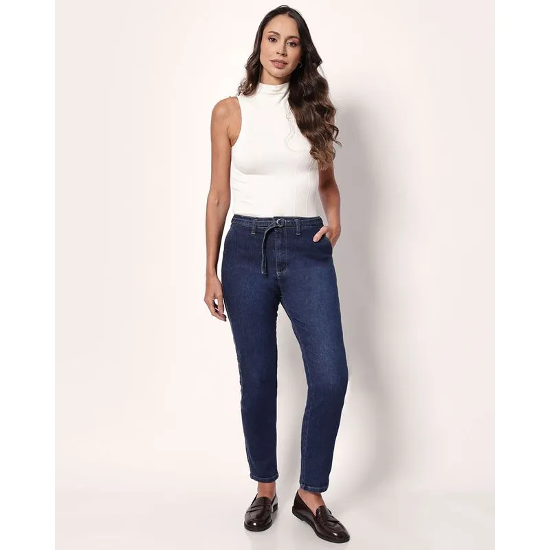 Calça Jeans Feminina Biotipo Mom com Cinto Azul 46